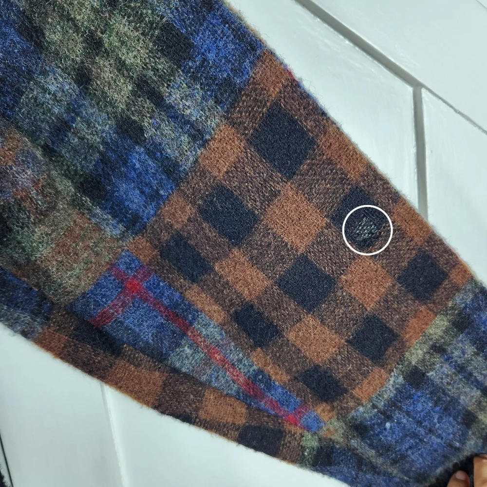 Woolrich Vintage Wool Blend Coat Patchwork Plaid Multicolor | Women's Size L - Picture 3 of 9